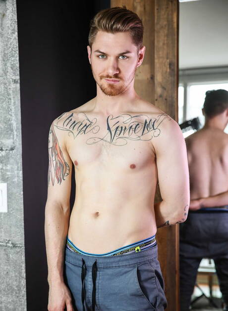 Men: Brazilian stud Diego Sans and american young Zak Bishop in hot ass fuck action