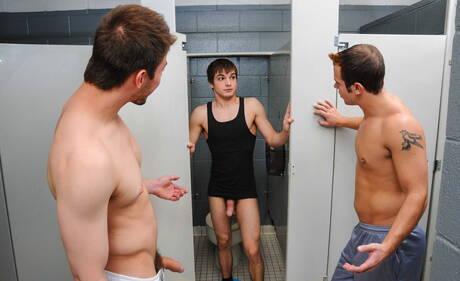 Nasty guys Chip Young, Johnny Rapid and K. Kaleb in threesome fuck scene in bath