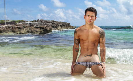 Hotel and outdoor orgy with hunk tattoo Alex, Brenner, Landon, Vadim