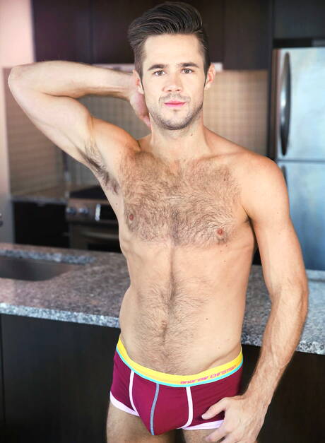 Men: Famous americans, well-built Adam Bryant and hairy stud Mike De Marko sucking and screwing each other in the kitchen