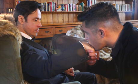 Brazilian strongman Rafael Alencar and latin muscular Seth Santoro have a hot couple scene