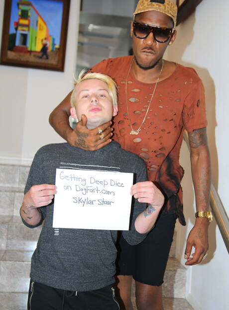 Hot twink Skylar Starr and ebony stud Deepdicc in hot interracial ass bang