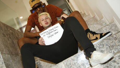 Hot twink Skylar Starr and ebony stud Deepdicc in hot interracial ass bang