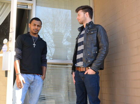 Blacks on Boys: Black hunky guy Brooklyn Bounce and well-built Robin make an interracial love