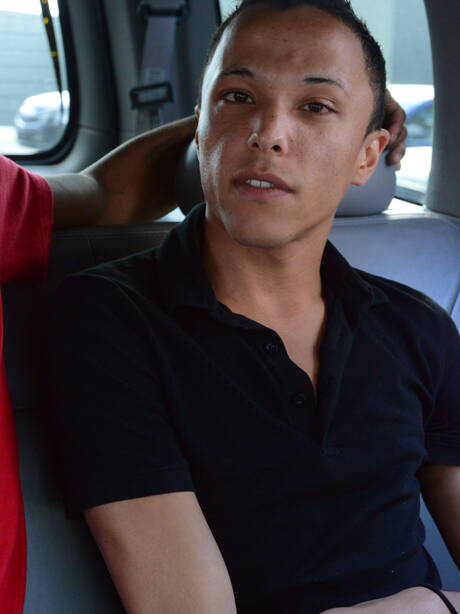 Black husky guy Brooklyn Bounce and pretty boy Rich Homie in interracial love outside