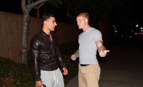 American superstud Bennett Anthony and russian tough guy Vadim Black fuck ass after sucking cock outside