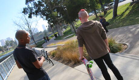 Beautiful buddy Alexander James and attractive boy Paris Diamond in hot interracial ass fuck action outside