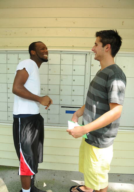 Blacks on Boys: Hunky guy Dani Decor and ebony pretty boy Intrigue have a good interracial sex outside