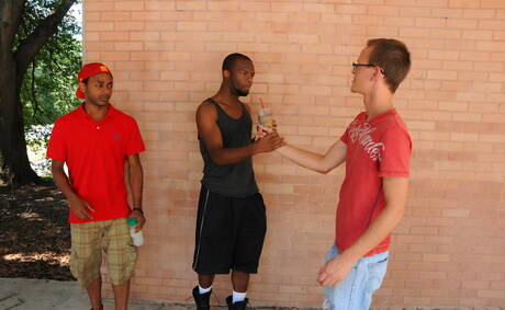 Horny guys Brooklyn Bounce, Intrigue and Troy Segal have 3some interracial anal sex outdoor