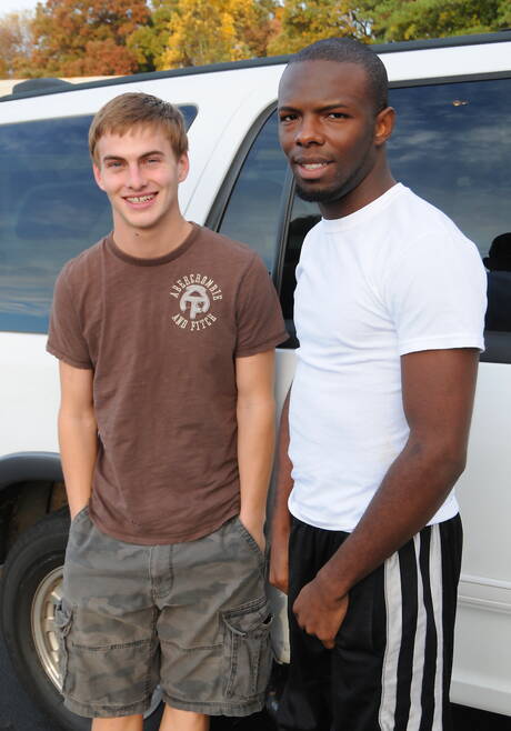 Blacks on Boys: Beautiful boy Brett Styles and black beautiful boy Intrigue in hot interracial ass bang outdoor