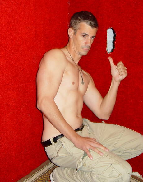 Latino muscular Chris Dano and beefy Mark Galifione in blowjob scene