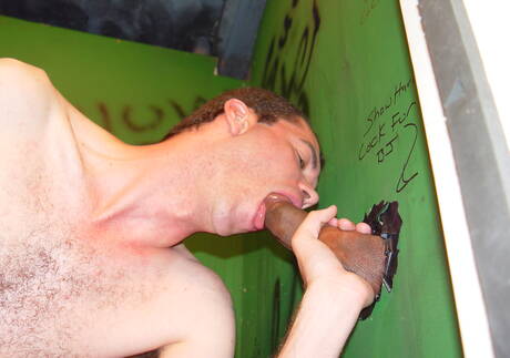 Black strongman The Machine and twink Tipper Skye in dick sucking scene in bathroom