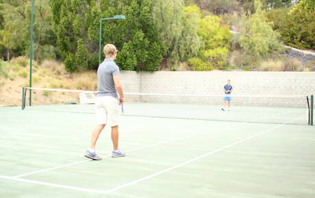 American hunky guy Jd Phoenix fuck ass after sucking outside