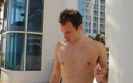 American muscular Kyle Quinn fuck ass after sucking dick on the beach