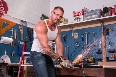 Hot House: American stars muscular Austin Wolf and muscular Derek Bolt in hard anal sex