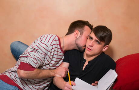 Los jóvenes estadounidenses Kory Houston y el semental peludo Mason Lear en una acción homosexual caliente