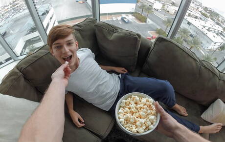 Men Pov: Beautiful boy Lenox Gray and american twink Damian Black fuck after dick sucking