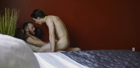 Knappe Amerikanen, stoere kerel Mark Long en knappe Justin Owen zijn dol op elkaar