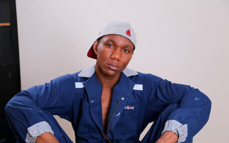 Ebony beautiful boy Ray A posing naked and showing nice butt