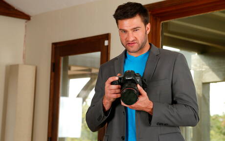 Preston Burgess and american otter Abel Archer in dick sucking scene