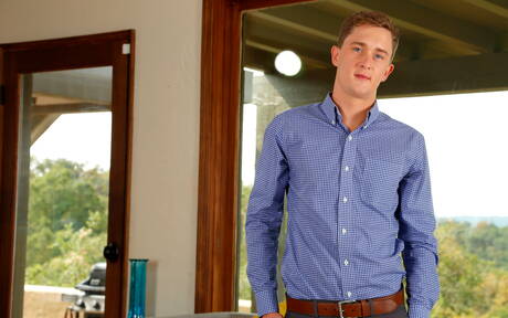 Preston Burgess and american otter Abel Archer in dick sucking scene