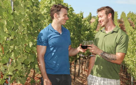 Next Door Studios: Famous americans, beefcake Mark Long and beefcake Addison Graham in hot ass bang outside