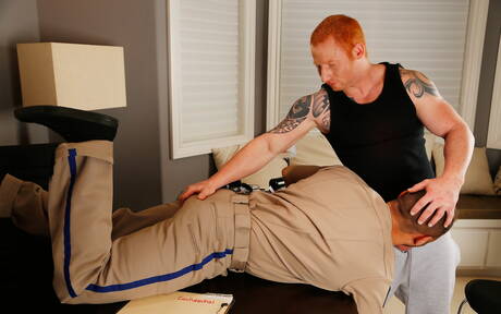 American well-built Brock Avery and husky guy Jordan A in hot homosexual scene