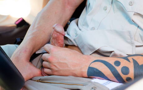 Nice american buddies beefy Tyler Torro and husky guy Cameron Foster fuck after dick sucking outside