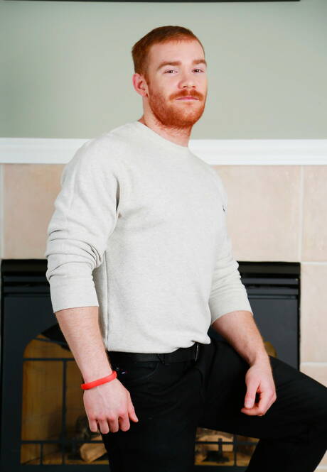 Next Door Studios: Redhead beard James Jamesson likcing and fucking hairy pussy