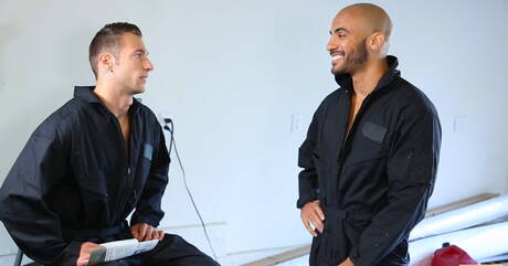 Next Door Studios: Hot Austin Storm, Ryan Knightly and Riddick Stone in hard 3some sex