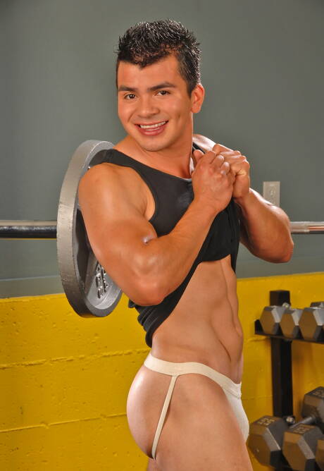 Mexican beefcake Mario Romo undressing and showing nice butt