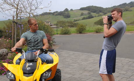 Hot americans, strongman Brandon Lewis and well-built Steven Daigle sucking and screwing each other outdoor