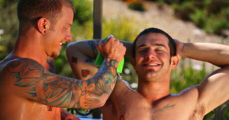 Shameless boys Cole Christiansen, Jaxon Colt and Brandon Bronco in hot 3some ass bang outdoor