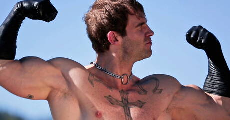 Next Door Studios: Tyler, Taylor, Christian, Conner, Hugh in latex licking ass in group