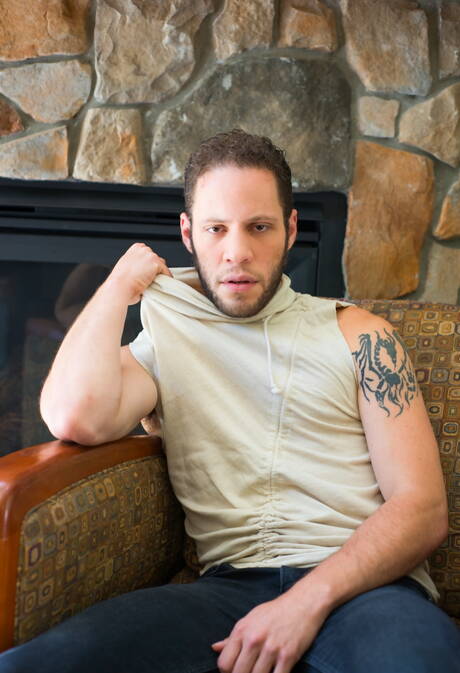 Latin muscular Wolf Hudson playing with cock