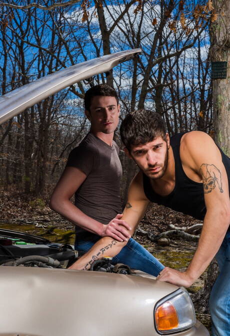 Nice american boys beautiful boy Asa Shaw and otter Ty Roderick posing nude outside