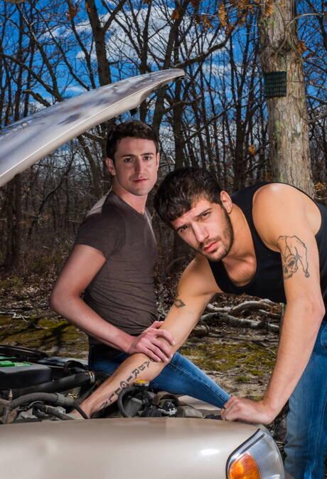 Nice american boys beautiful boy Asa Shaw and otter Ty Roderick posing nude outside