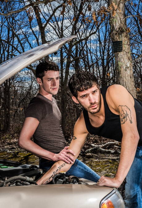 Nice american boys beautiful boy Asa Shaw and otter Ty Roderick posing nude outside