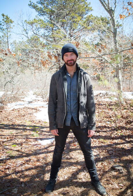 Irish bear Brendan Patrick undressing outdoor