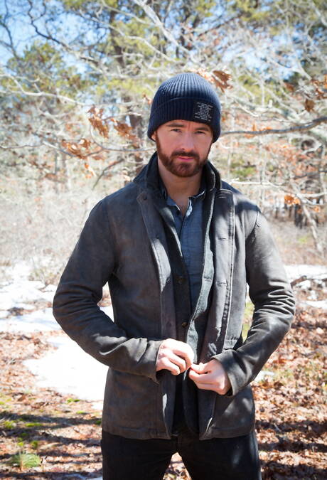 Irish bear Brendan Patrick undressing outdoor