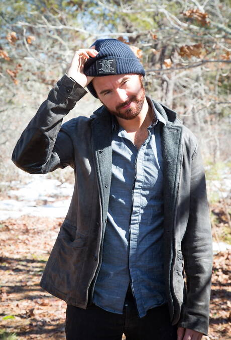 Irish bear Brendan Patrick undressing outdoor