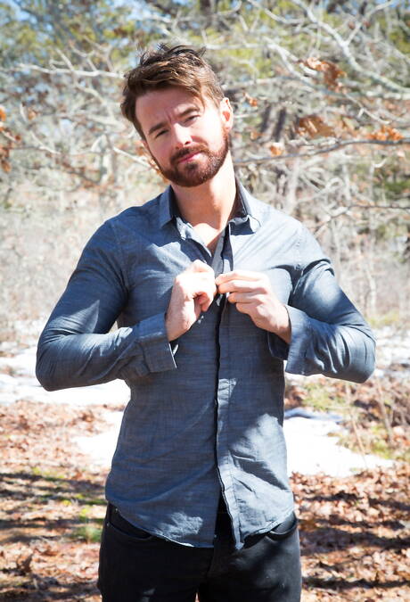 Irish bear Brendan Patrick undressing outdoor