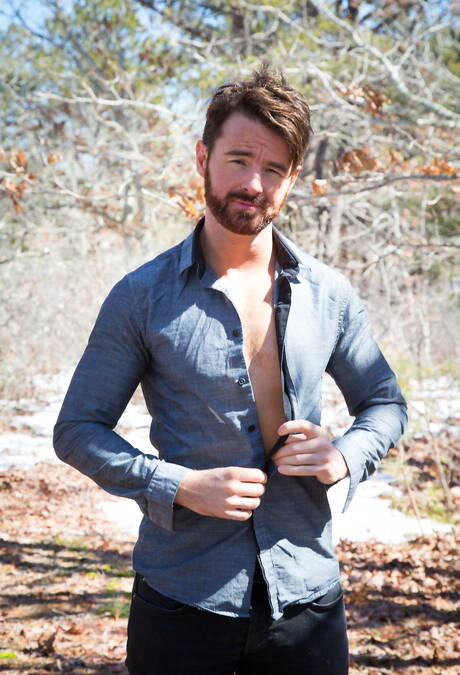 Irish bear Brendan Patrick undressing outdoor