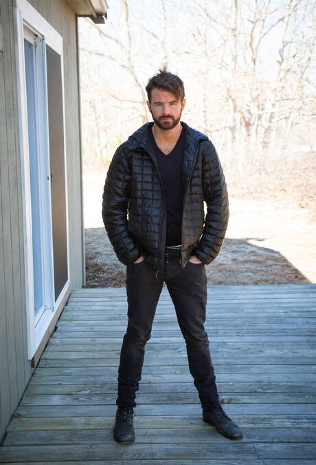 Irish mature bear Brendan Patrick undressing outside