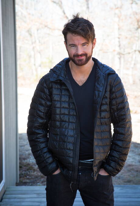 Irish mature bear Brendan Patrick undressing outside