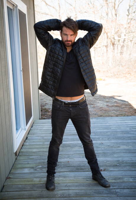 Irish mature bear Brendan Patrick undressing outside