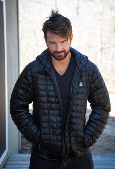 Irish mature bear Brendan Patrick undressing outside