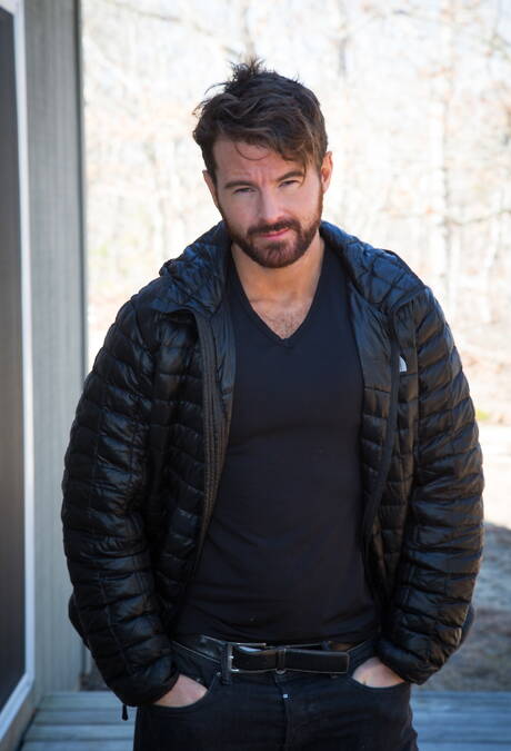 Irish mature bear Brendan Patrick undressing outside