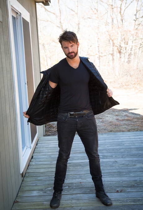 Irish mature bear Brendan Patrick undressing outside