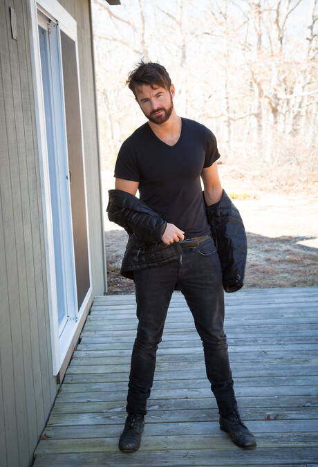 Irish mature bear Brendan Patrick undressing outside